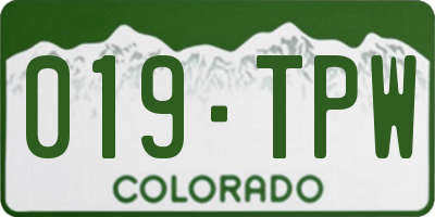 CO license plate 019TPW