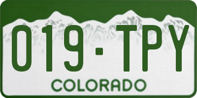 CO license plate 019TPY