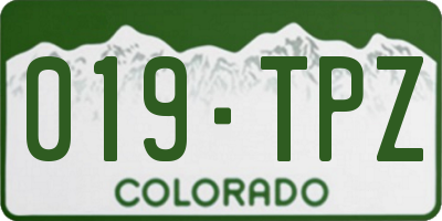 CO license plate 019TPZ