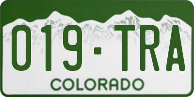 CO license plate 019TRA