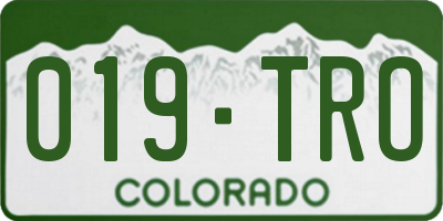 CO license plate 019TRO