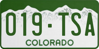 CO license plate 019TSA
