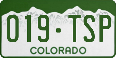 CO license plate 019TSP