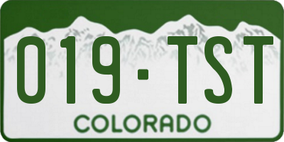 CO license plate 019TST