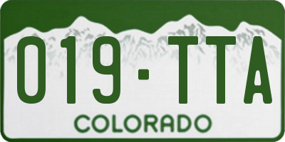 CO license plate 019TTA