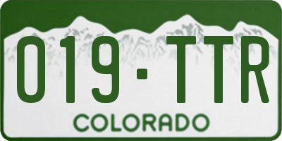 CO license plate 019TTR