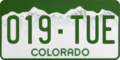 CO license plate 019TUE