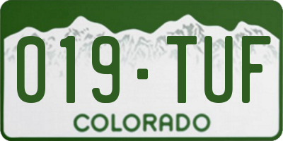 CO license plate 019TUF