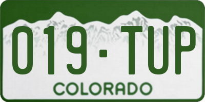 CO license plate 019TUP