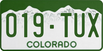 CO license plate 019TUX