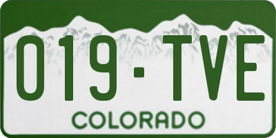 CO license plate 019TVE