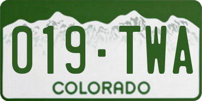 CO license plate 019TWA