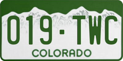 CO license plate 019TWC