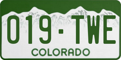CO license plate 019TWE