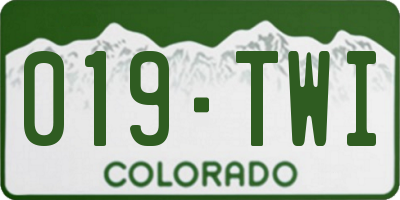 CO license plate 019TWI