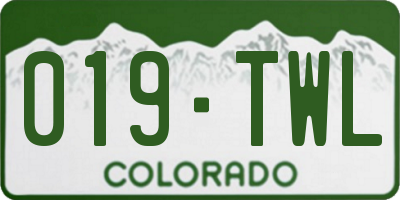 CO license plate 019TWL