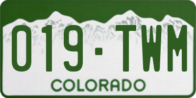 CO license plate 019TWM