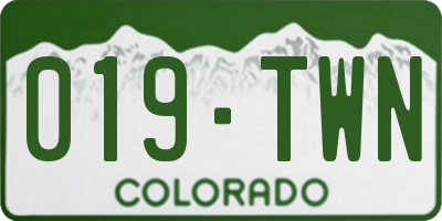 CO license plate 019TWN