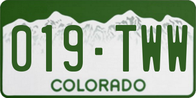 CO license plate 019TWW