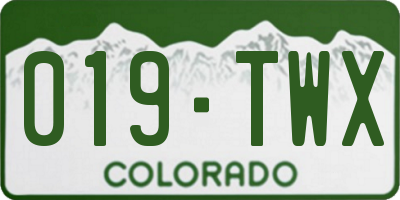 CO license plate 019TWX