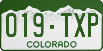 CO license plate 019TXP
