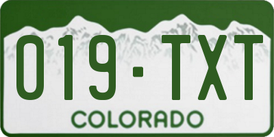 CO license plate 019TXT