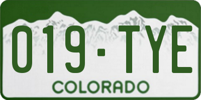 CO license plate 019TYE
