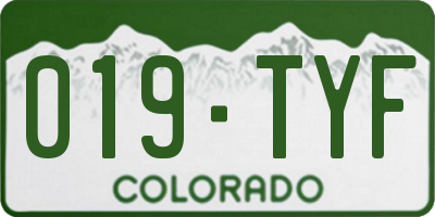 CO license plate 019TYF