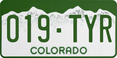 CO license plate 019TYR