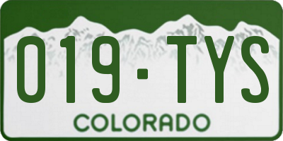 CO license plate 019TYS