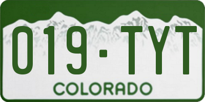 CO license plate 019TYT