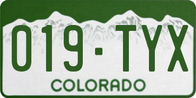 CO license plate 019TYX