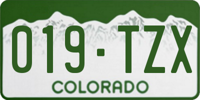 CO license plate 019TZX
