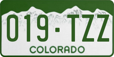 CO license plate 019TZZ