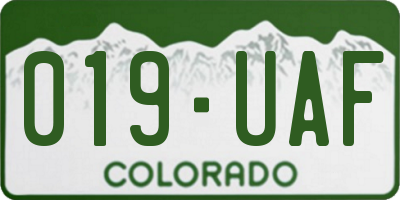 CO license plate 019UAF