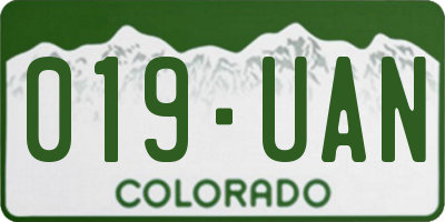 CO license plate 019UAN