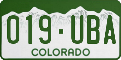 CO license plate 019UBA