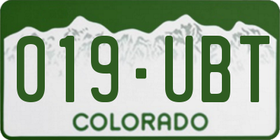 CO license plate 019UBT