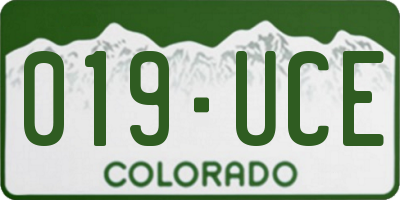 CO license plate 019UCE