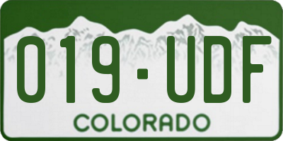 CO license plate 019UDF