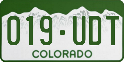 CO license plate 019UDT
