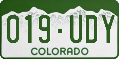 CO license plate 019UDY