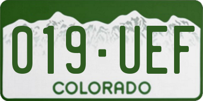 CO license plate 019UEF