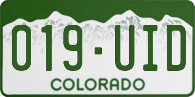 CO license plate 019UID