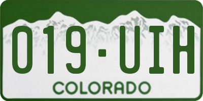 CO license plate 019UIH