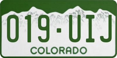 CO license plate 019UIJ