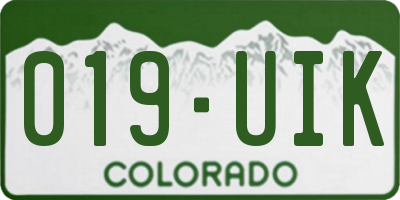 CO license plate 019UIK
