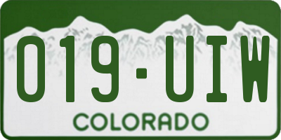 CO license plate 019UIW