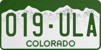 CO license plate 019ULA
