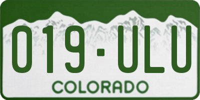 CO license plate 019ULU
